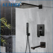 Douche Encastrable Noir Mat Pluie Carrée 20 à 40 cm avec Douchette