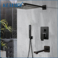 Douche Encastrable Noir Mat Pluie Carrée 20 à 40 cm avec Douchette