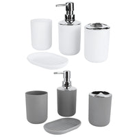 Set Accessoires Salle de Bain Blanc ou Gris, 4 Pièces avec Distributeur