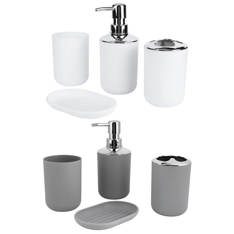 Set Accessoires Salle de Bain Blanc ou Gris, 4 Pièces avec Distributeur