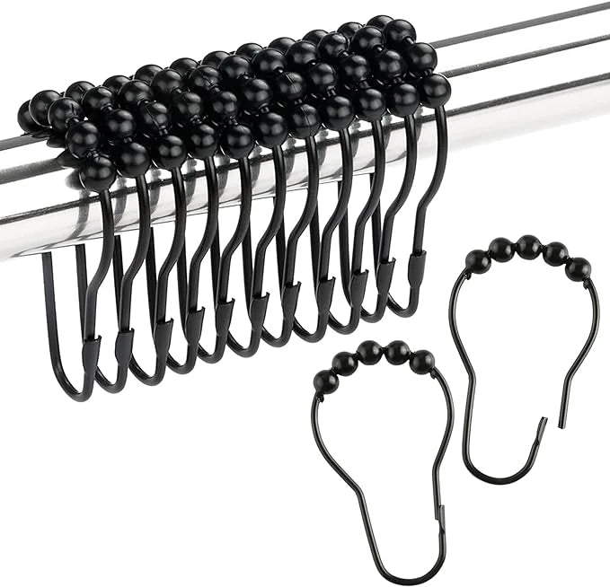 Crochets de Rideau de Douche à Billes Roulantes, Lot de 12, 5 Finitions