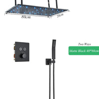 Douche Encastrable LED Plafond Cascade Noir Mat