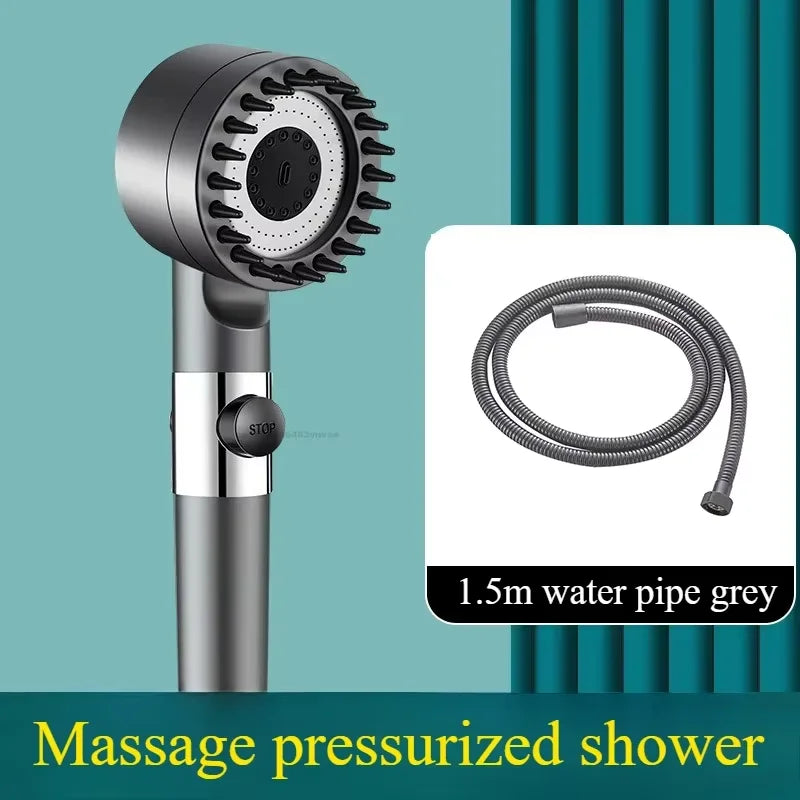 Pommeau de Douche Turbo Filtrant avec Flexible et Support