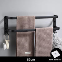 Porte-Serviettes Mural Aluminium Noir Autocollant 1 à 3 Barres 50 cm