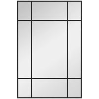 Miroir Mural Rectangulaire Style Verrière Noir ou Doré 90 x 60 cm