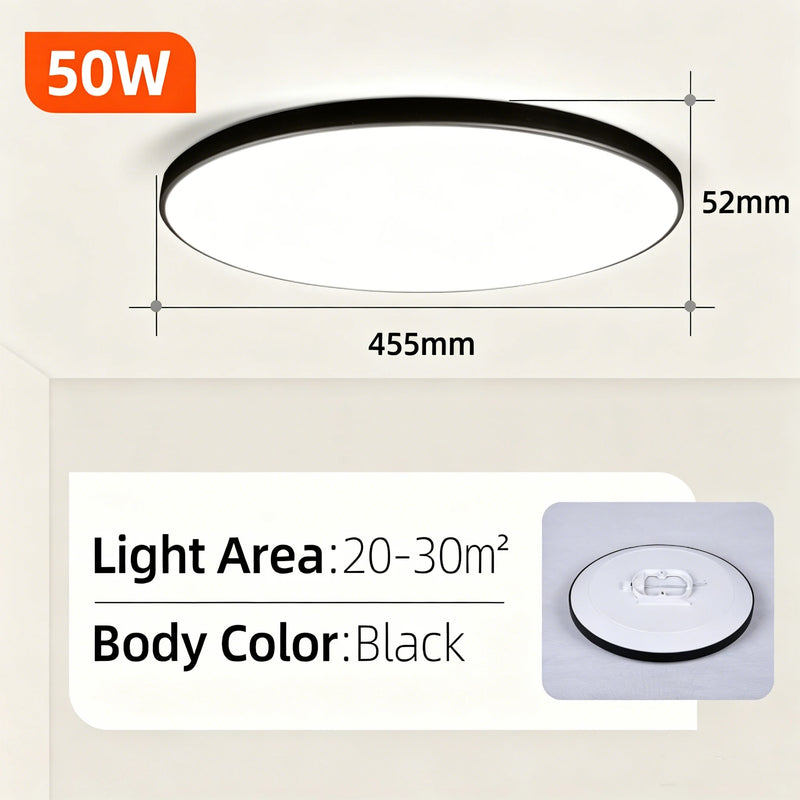 Plafonnier LED Salle de Bain Bois, Puissance et Teinte au Choix