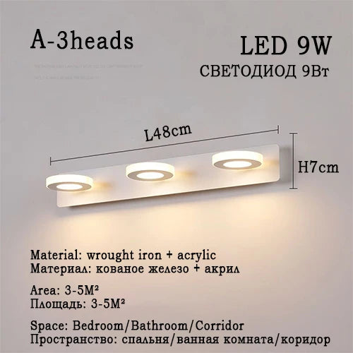 Applique LED Miroir Salle de Bain Étanche Ronde ou Carrée