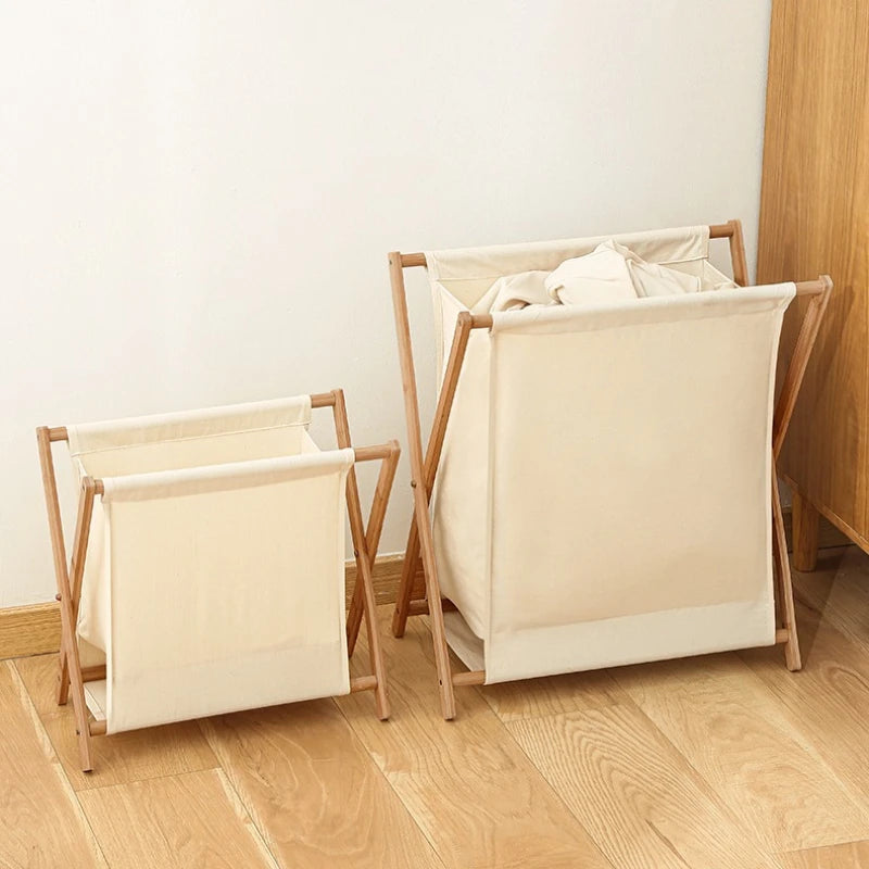 Panier à Linge Pliable en Bambou Structure X 40 cm