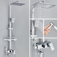 Colonne de Douche Carrée 3 ou 4 Voies avec Bec de Bain