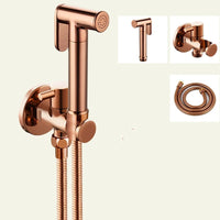 Douchette WC Or Rose Eau Froide en Laiton avec Robinet d'Angle