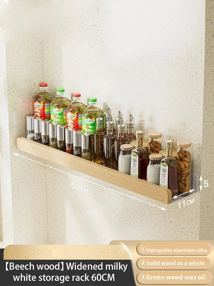 Étagère Murale en Bois et Aluminium, Blanc ou Noir, 20 à 60 cm