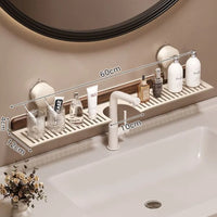 Étagère Lavabo Murale sans Perçage, Aluminium et Noyer, 40 à 60 cm