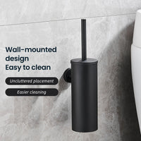 Brosse WC Inox avec Support Cylindrique, Murale ou à Poser, 7 Finitions
