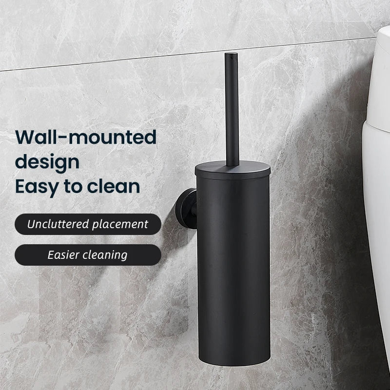 Brosse WC Inox avec Support Cylindrique, Murale ou à Poser, 7 Finitions