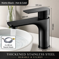 Mitigeur Lavabo Inox Noir Mat Poignée Unique