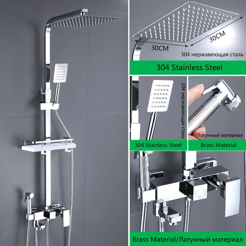Douche Encastrable 3-4 Voies Noire ou Chromée