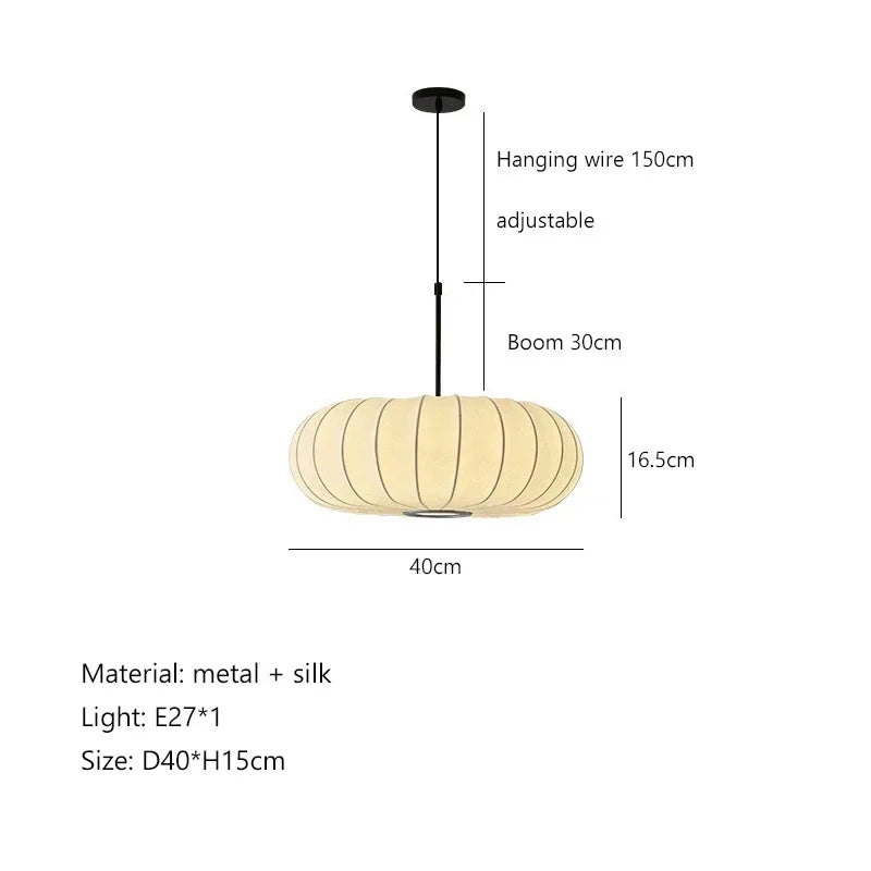 Suspension Cuisine Lanterne Soie Wabi-Sabi, Ø 30, 40 ou 50 cm