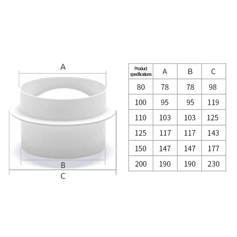 Clapet Anti-Retour de Conduit à Collerette, PVC Blanc, 80 à 150 mm