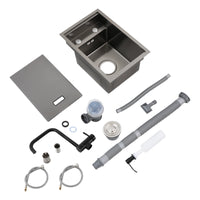 Évier de Cuisine Inox 304 Robinet Pliable, Gris Anthracite, 45 x 30 cm