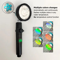 Pommeau de Douche à Hélice LED Haute Pression Noir