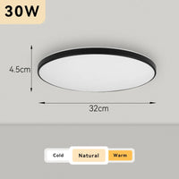 Plafonnier Cuisine LED Rond Ultra Plat 4,5 cm, Blanc ou Noir, 15 à 50 W