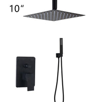 Douche Encastrable Noir Mat Pluie Carrée 20 à 40 cm avec Douchette
