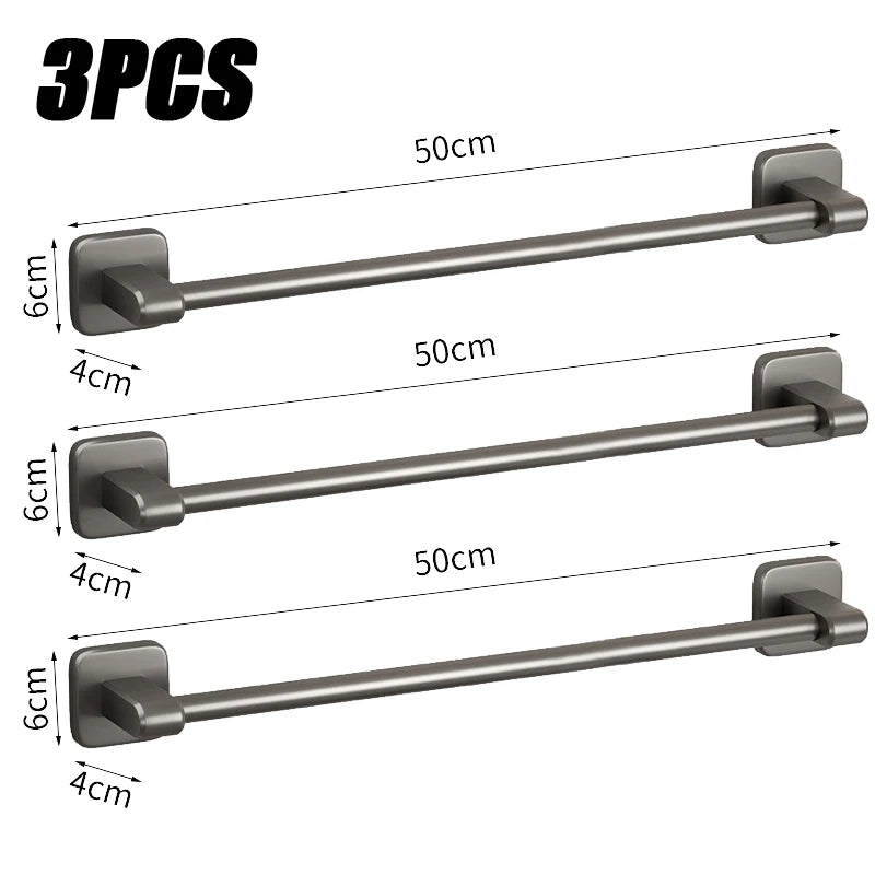 Porte-Serviette Sans Percer Aluminium Gris Anthracite 30 à 50 cm