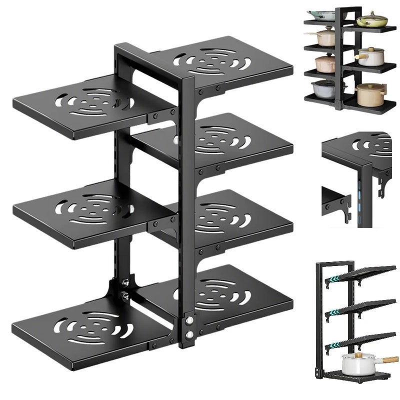 Rangement Sous Évier Casseroles Multi-Niveaux Réglable Noir