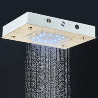 Pommeau de Douche LED Encastré Plafond Pluie et Cascade Télécommande