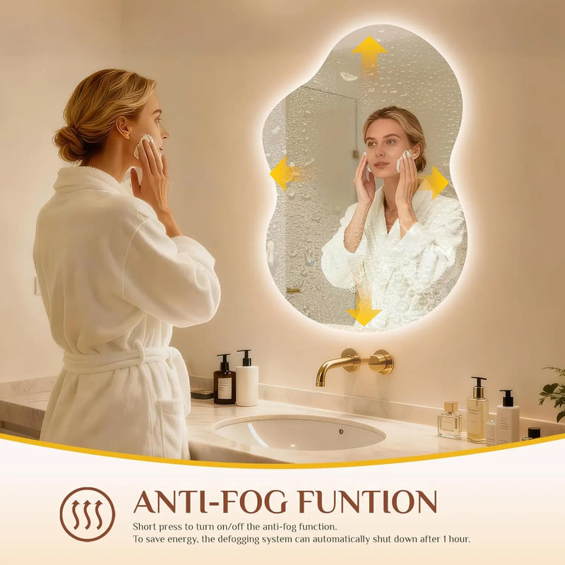 Miroir LED Salle de Bain Forme Nuage Anti-Buée 60 x 90 cm