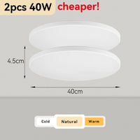 Plafonnier Cuisine LED Rond Ultra Plat 4,5 cm, Blanc ou Noir, 15 à 50 W