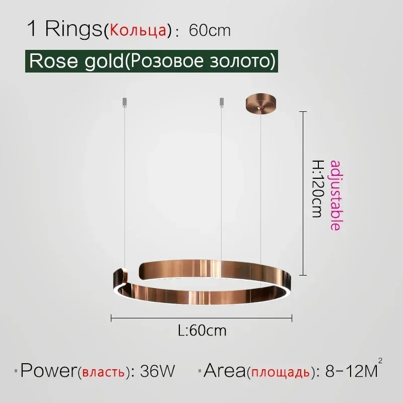 Suspension Cuisine LED Anneaux Ouverts, Ø 40 à 80 cm