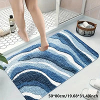 Tapis de Bain Vagues Océan Microfibre Antidérapant