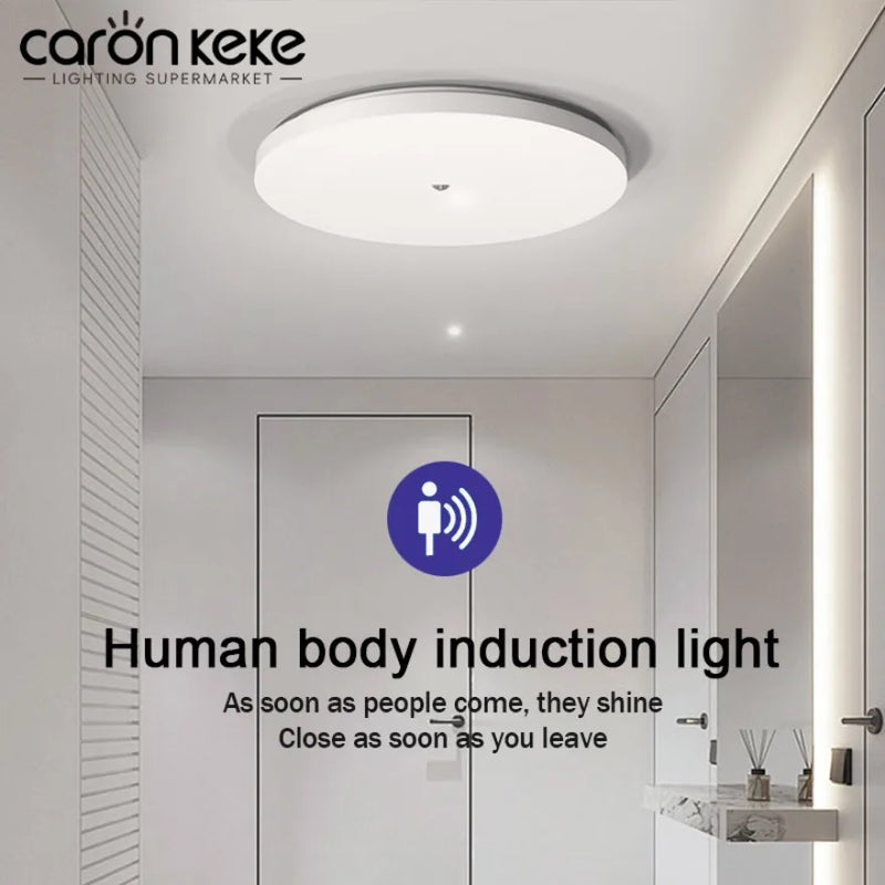 Plafonnier Cuisine Rond Blanc, Détecteur de Mouvement et de Luminosité, Ø 23 ou 30 cm
