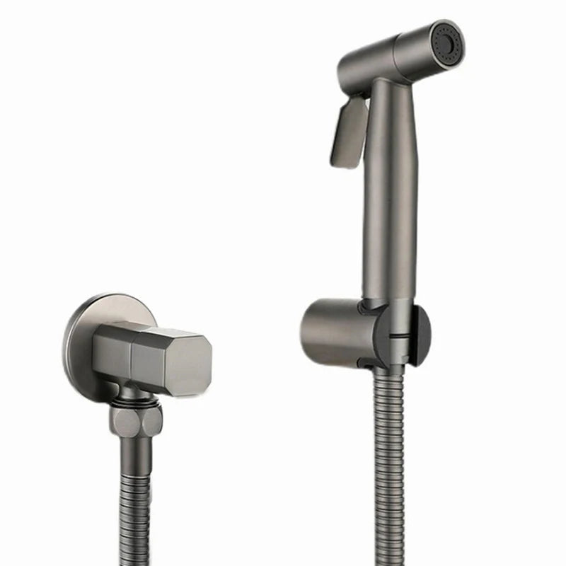Douchette WC Kit Laiton Gris Brossé avec Pomme de Douche