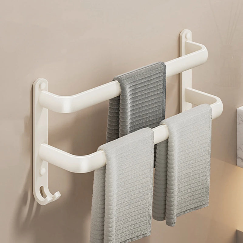 Porte-Serviette Mural Aluminium 1, 2 ou 3 Barres avec Crochets, 30 à 50 cm
