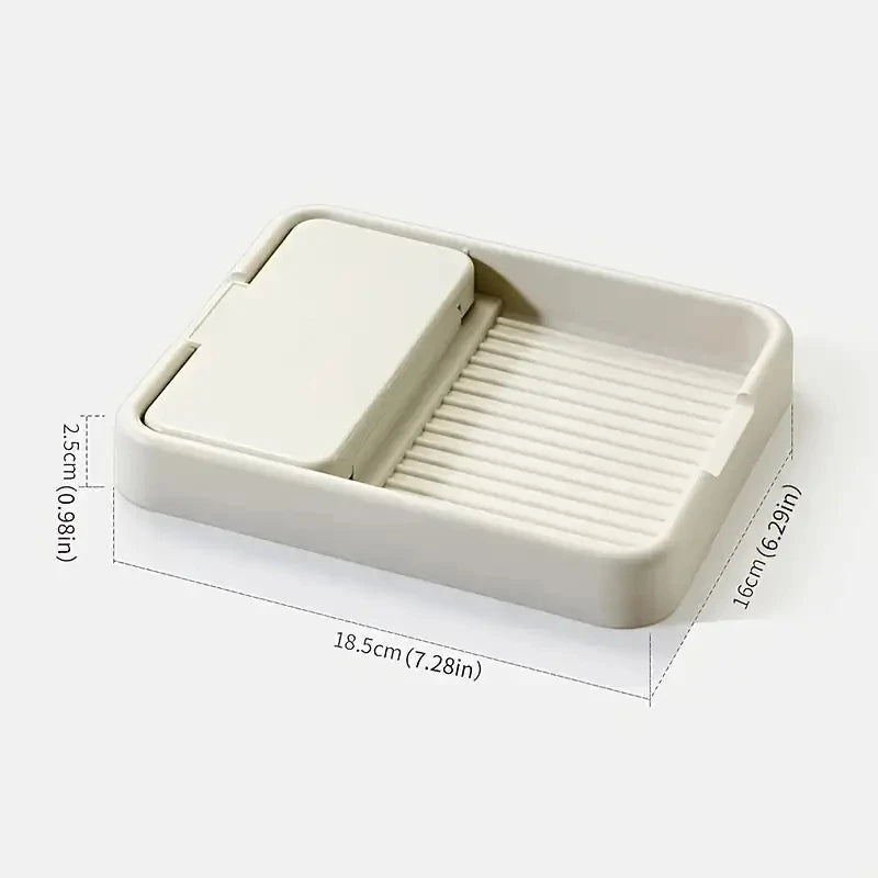 Repose-Cuillère et Repose-Couvercle Pliable Blanc, Plateau Rainuré, 18,5 x 16 cm