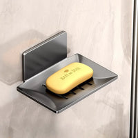 Porte-Savon Mural Sans Perçage en Inox, Noir, Blanc ou Gris, Autodrainant