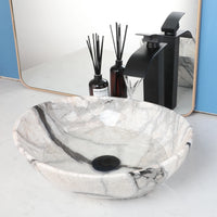 Vasque à Poser Ovale en Céramique avec Robinet et Bonde, 9 Décors