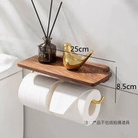 Porte-Papier Toilette Mural en Bois avec Tablette Doré