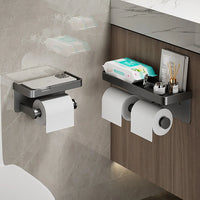 Porte-Papier Toilette Mural Blanc, Noir ou Gris avec Tablette, 1 ou 2 Rouleaux