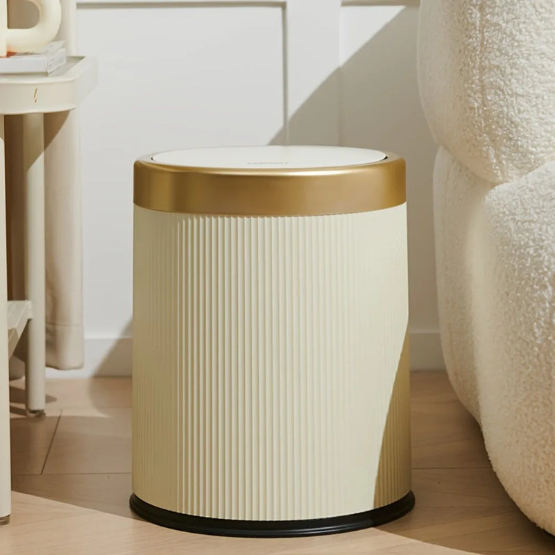 Poubelle Salle de Bain Ronde à Pression Couvercle 15 Litres