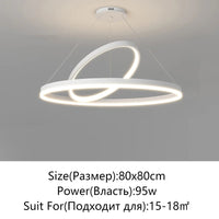 Suspension Cuisine Anneaux LED Noir ou Blanc, Ø 50 à 100 cm