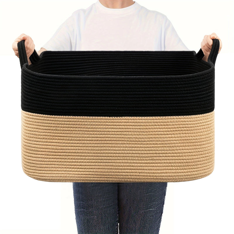 Panier de Rangement en Corde Tressée 58 L à Anses, 6 Coloris