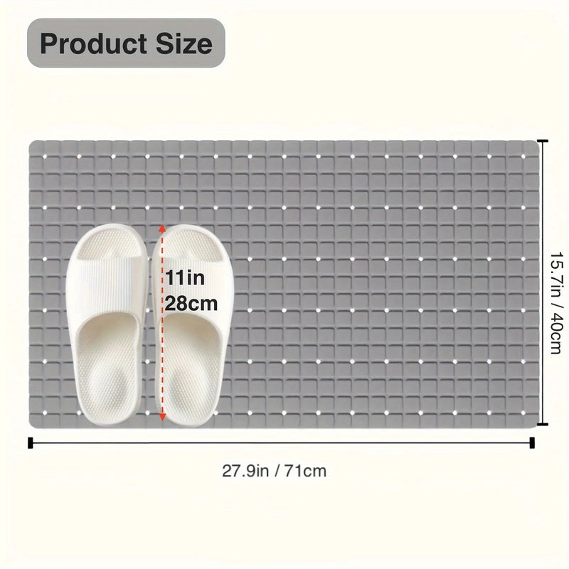 Tapis de Douche Antidérapant en PVC Drainant, Quadrillé 71 x 40 cm