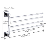 Porte-Serviette Pivotant Chromé en Inox, 2, 3 ou 4 Bras