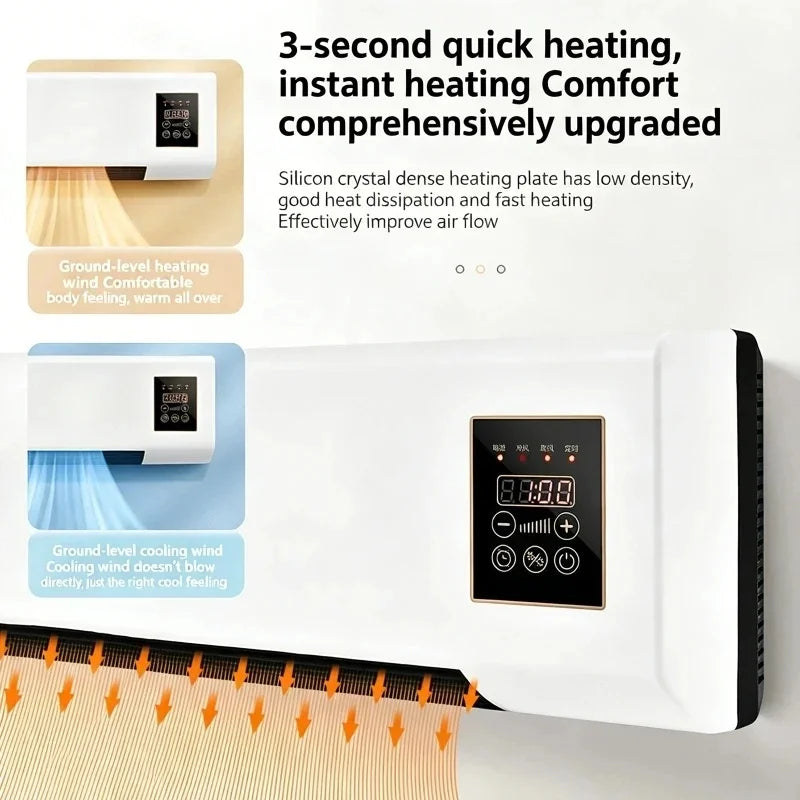 Radiateur Salle de Bain Mural Soufflant 2000 W Télécommande Minuterie