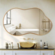 Miroir Mural Organique Cadre Métal Noir ou Doré 116 x 66 cm