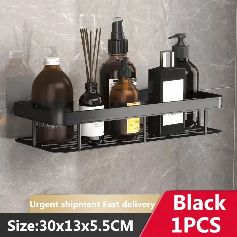 Étagère de Salle de Bain d'Angle Sans Perçage 2 Niveaux