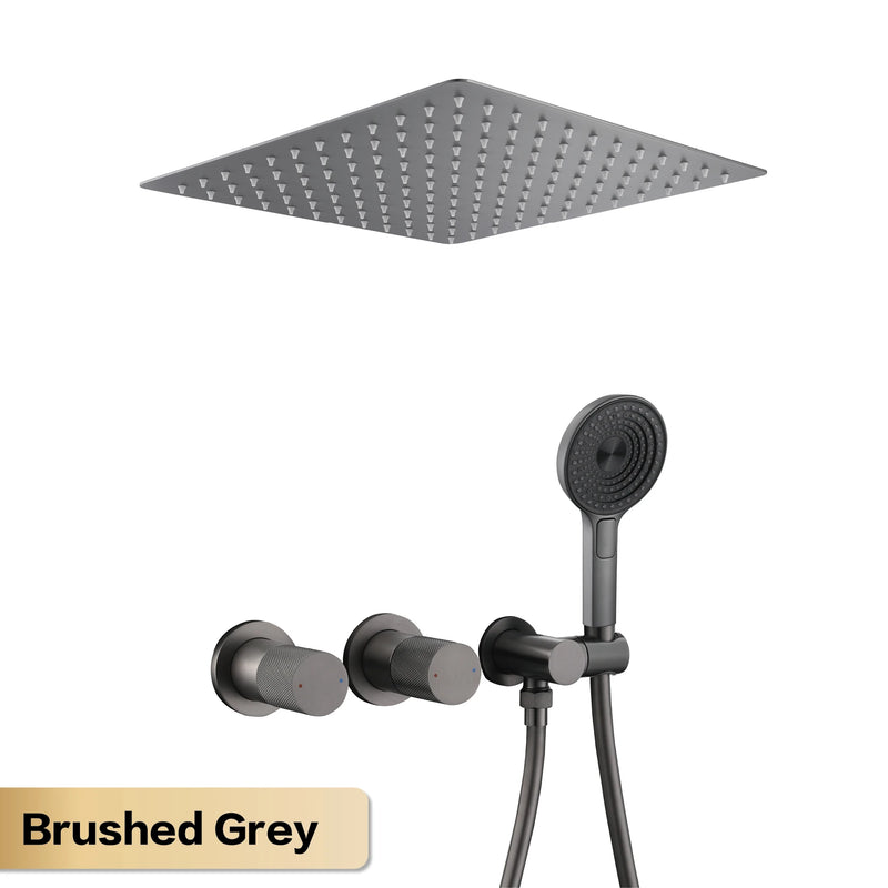 Douche Encastrable Plafond Laiton Carré, Mitigeur 2 Fonctions et Douchette